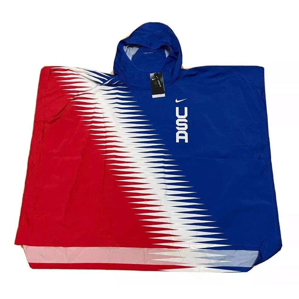 Nike Team USA Marathoner Running Hooded Poncho Jacket Unisex S/M CV0431 657 NEW